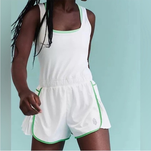 NWOT FP Movement Easy Tiger Shortsie Small green and white - Picture 1 of 9